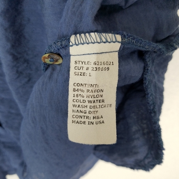 Cut Loose Periwinkle Hidden Button Front Lagenlook Longsleeve Tunic Top Large - Picture 12 of 12